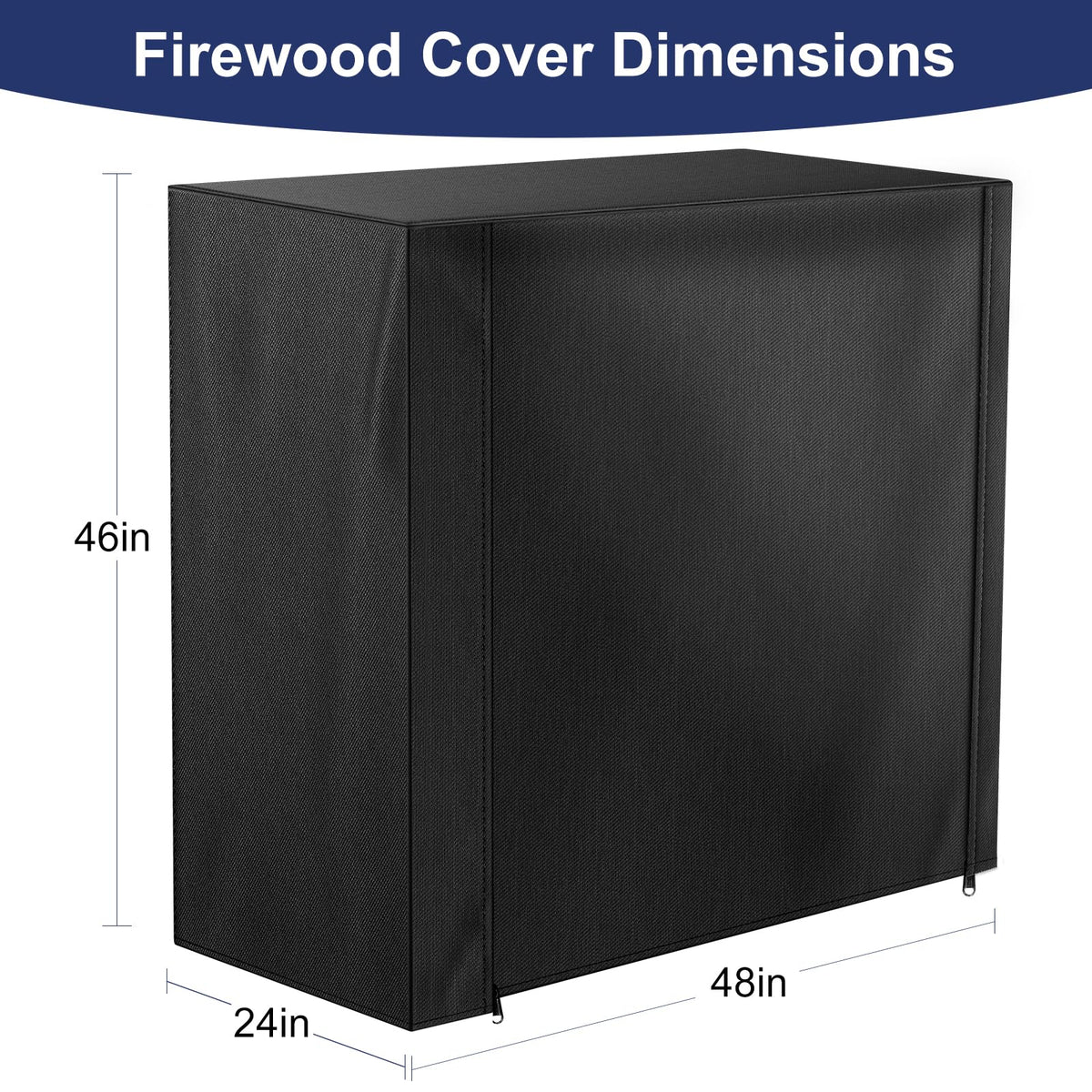 HONEST OUTFITTERS firewood cover zipper front flap for quick access to wood.