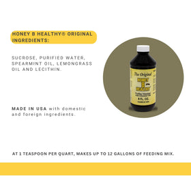 Honey B Healthy Original 8oz bottle drench image suggests spray options to support weak colonies.