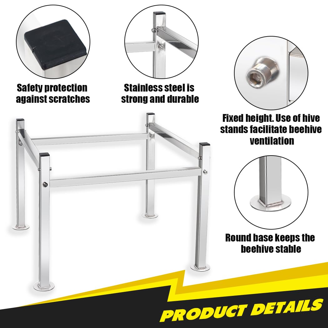 Honey Lake Metal Bee Hive Stand supports 8-10-frame hives with a one-piece design.