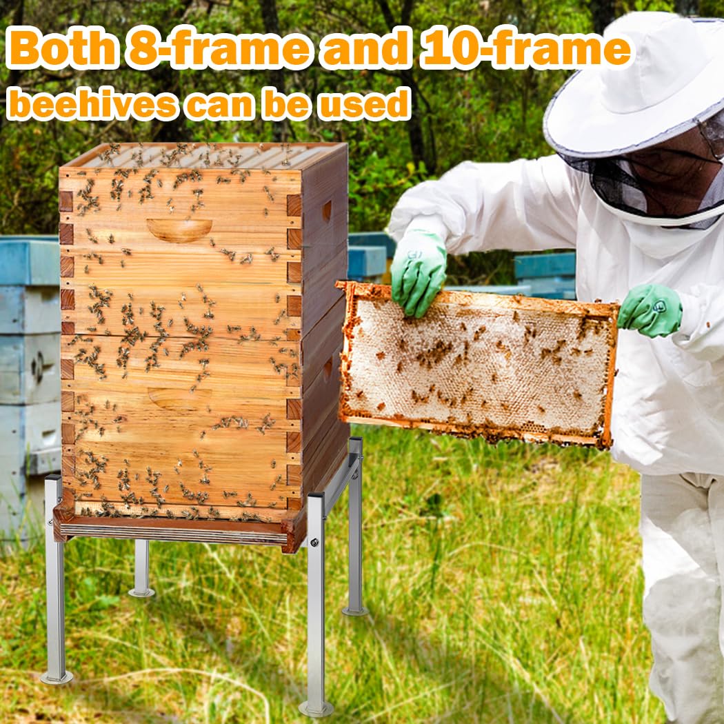 Honey Lake Metal Bee Hive Stand durable stainless steel resists weather for long-term use.