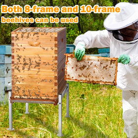 Honey Lake Metal Bee Hive Stand durable stainless steel resists weather for long-term use.