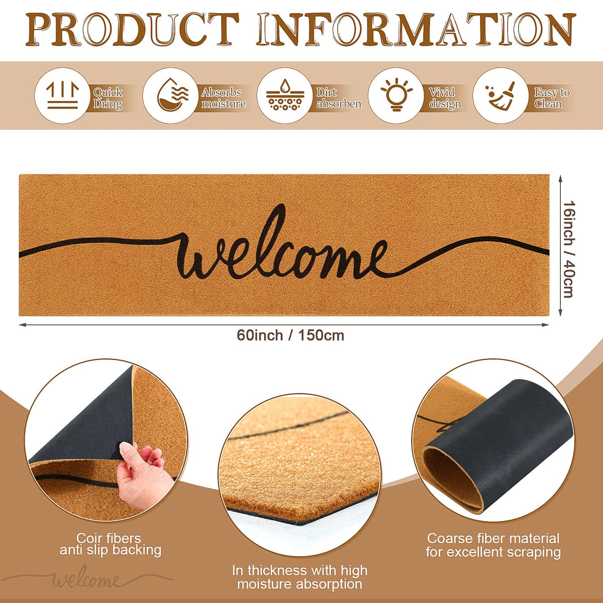 Honeydak extralong entryway mat enhances a wide doorway with safe, stable footing.