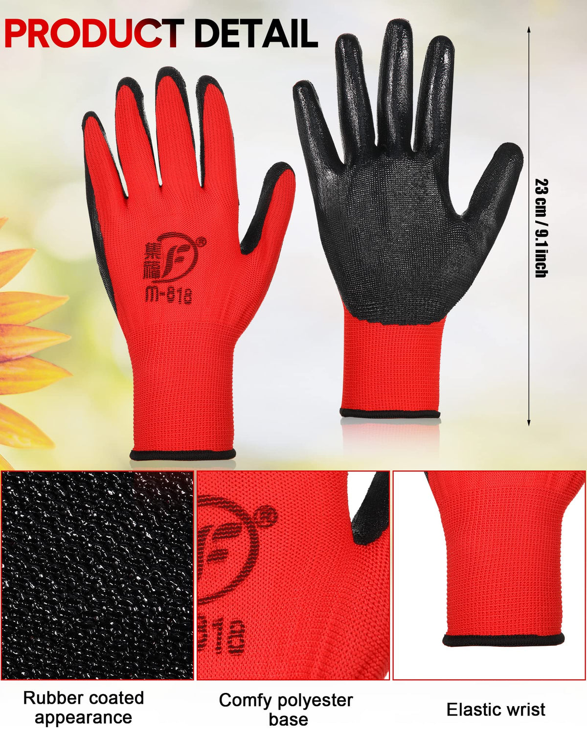 Honeydak rubber-coated gloves close-up showing grip and durability