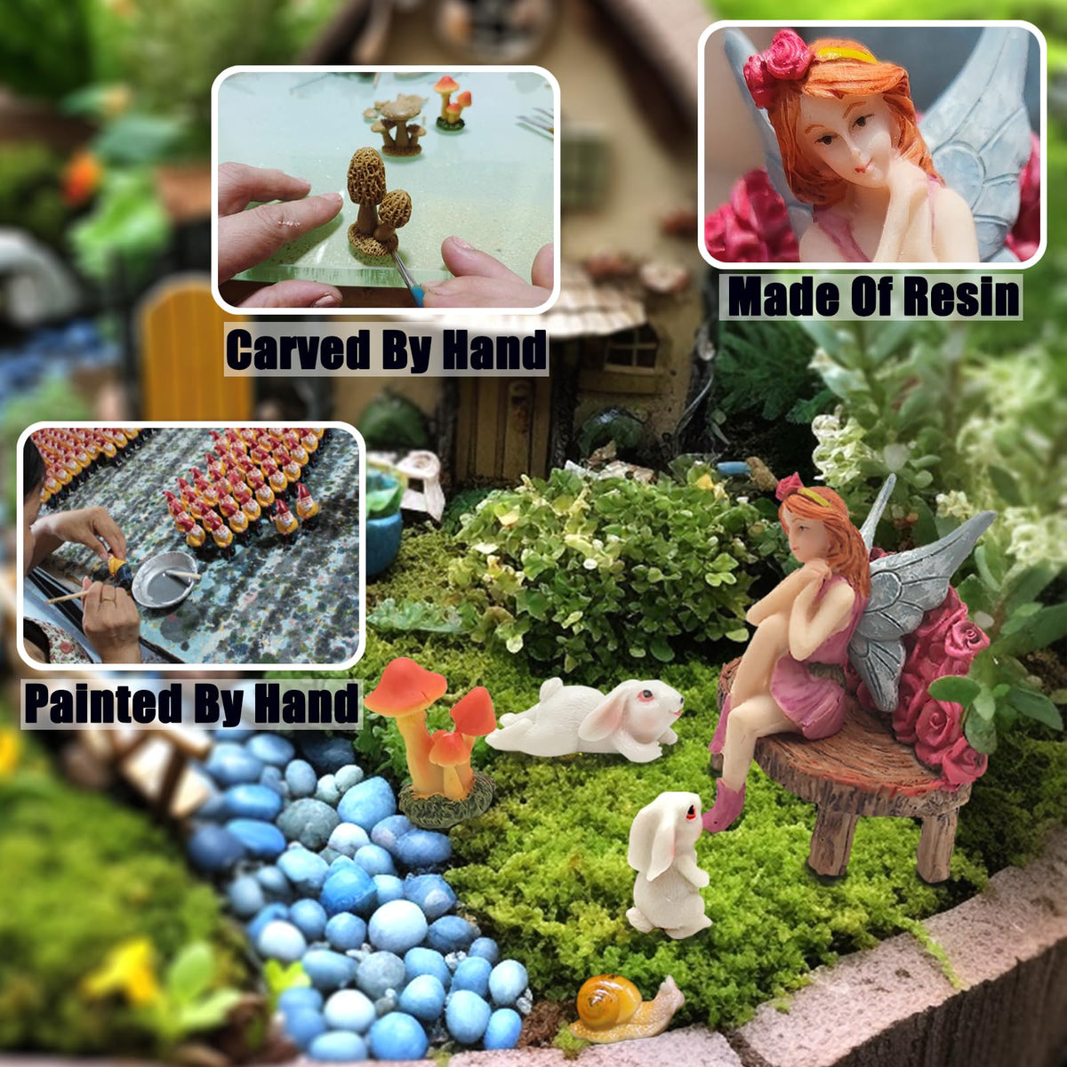 HONEYSHOW snail figurine creates playful texture on planters and shelves.