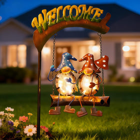 HONGLAND durable metal and glass stake lights add porch charm.