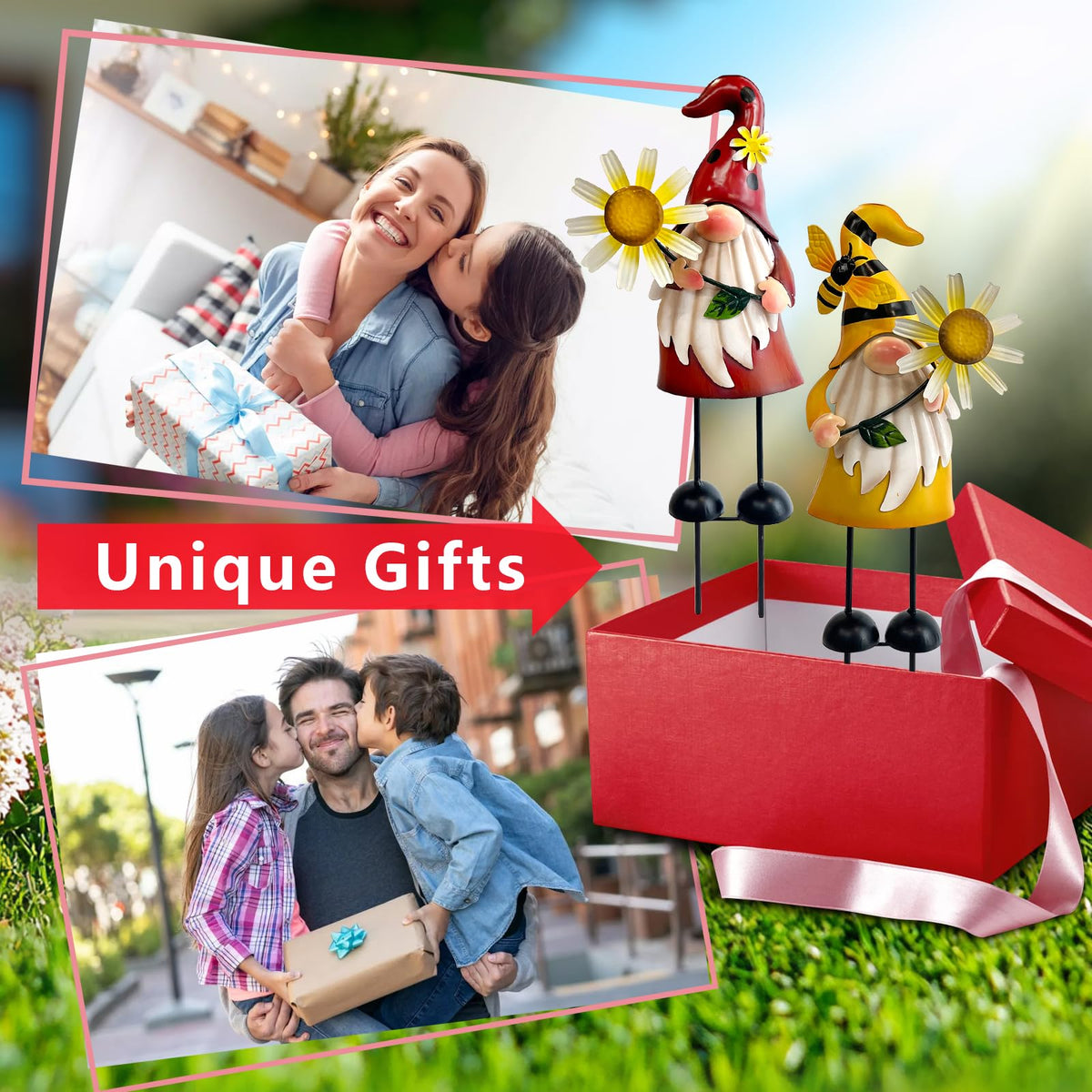 HONGLAND gnomes yard art set for porch and lawn display
