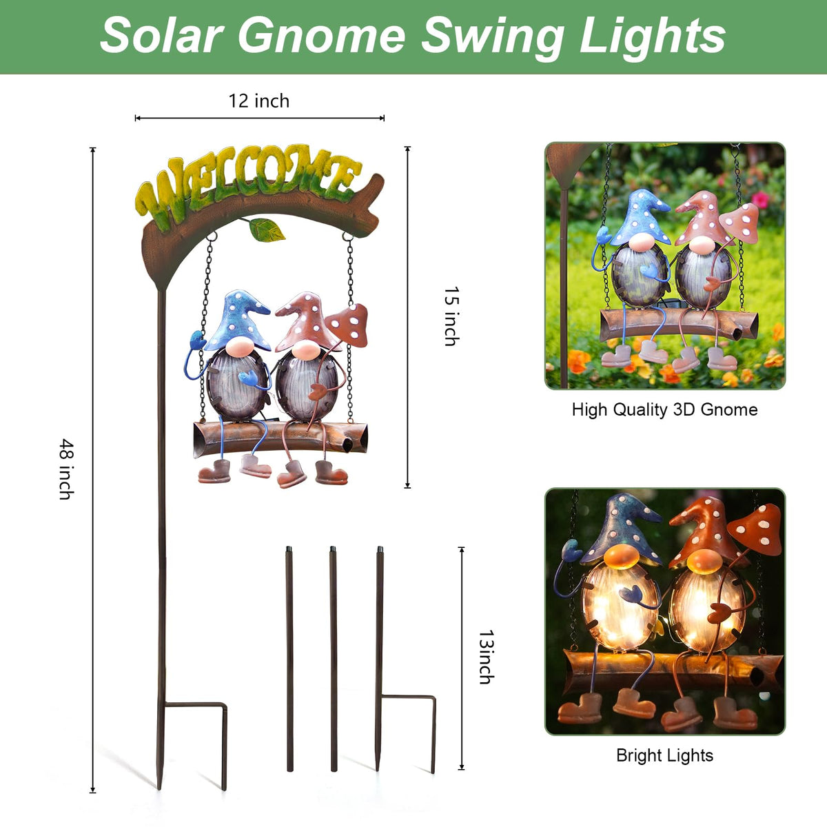 HONGLAND weatherproof gnome lights withstand rain and sun for outdoors.