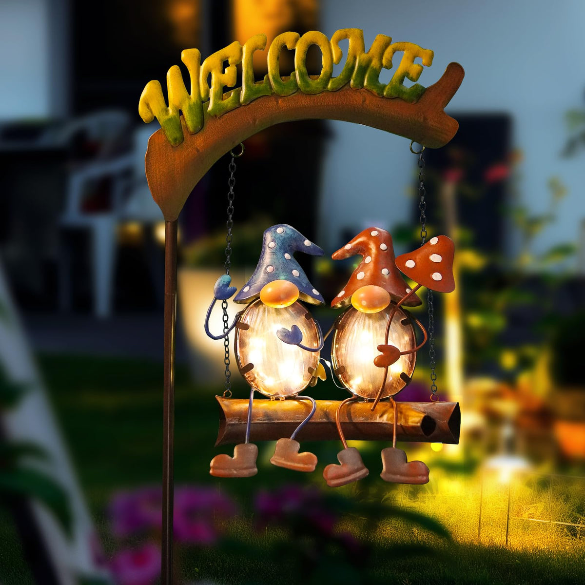 HONGLAND yard decor gnome light creates cozy evenings outdoors.