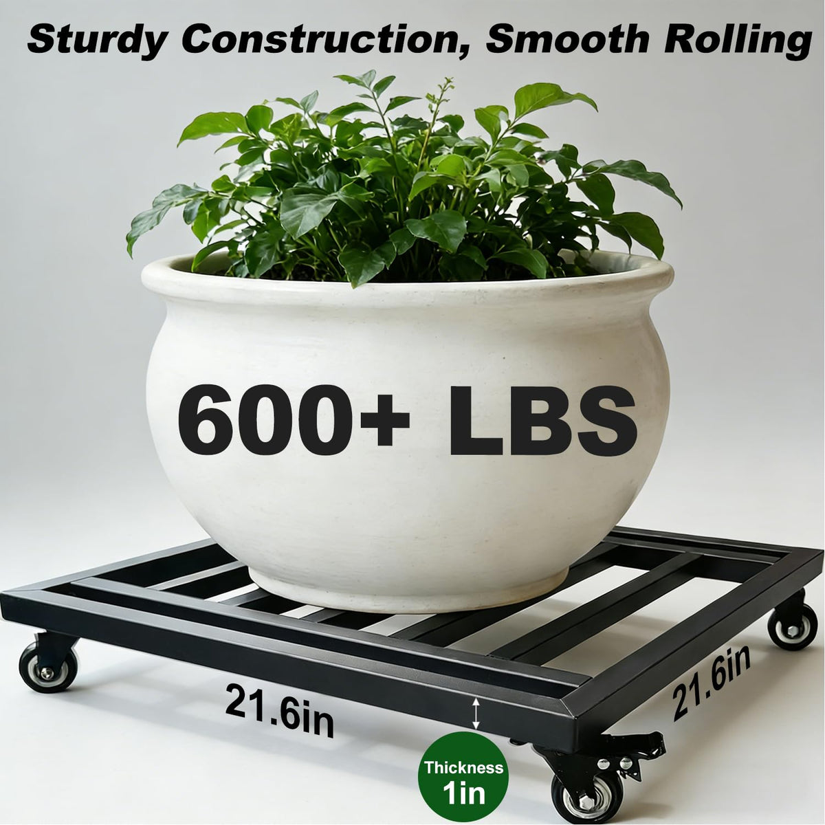 Hongsane heavy-duty 600lbs dolly supports heavy planters safely in windy conditions.