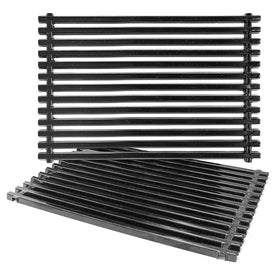 Hongso 17.4-inch porcelain steel grill grates close-up showing durable searing surface