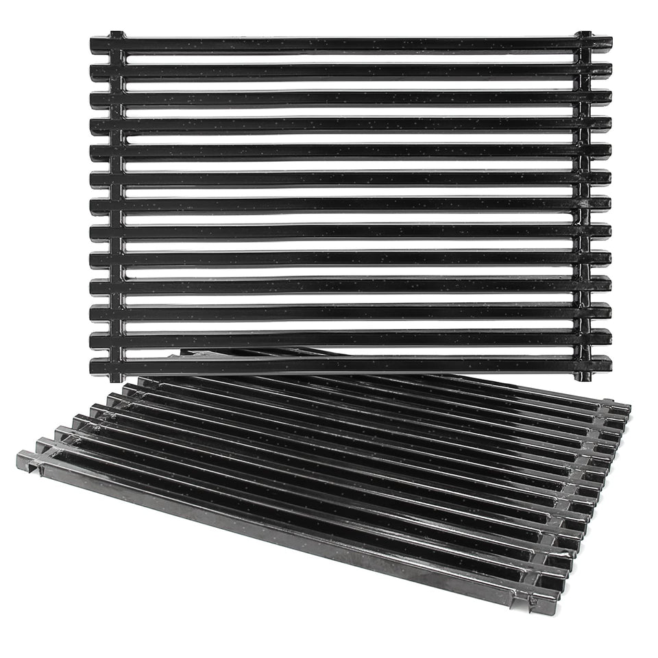 Hongso 17.4-inch porcelain steel grill grates close-up showing durable searing surface