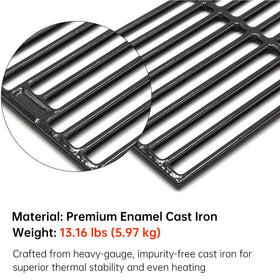 Hongso 19-3-4x6-3-4 inch grates provide wide cooking area.