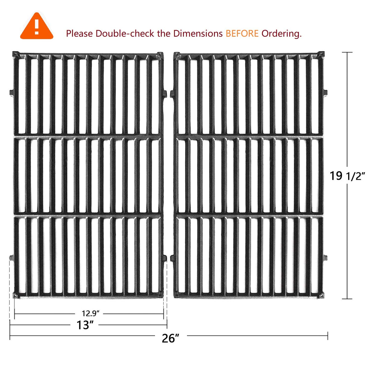 Hongso two-piece 19.5 inch grate set designed for fast replacement