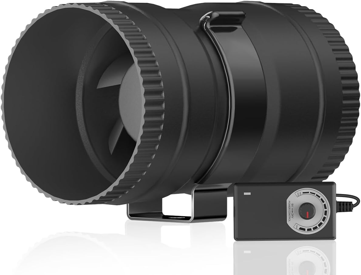 Hon&Guan 3in inline blower front view shows compact design for efficient airflow delivery.