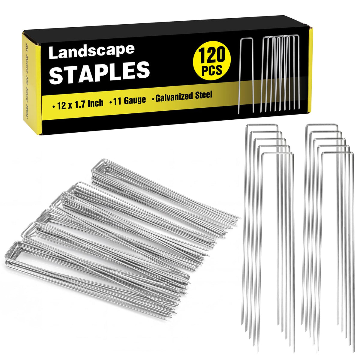 HongWay 120-pack landscape staples secure lawn fabric and tents with galvanized strength.