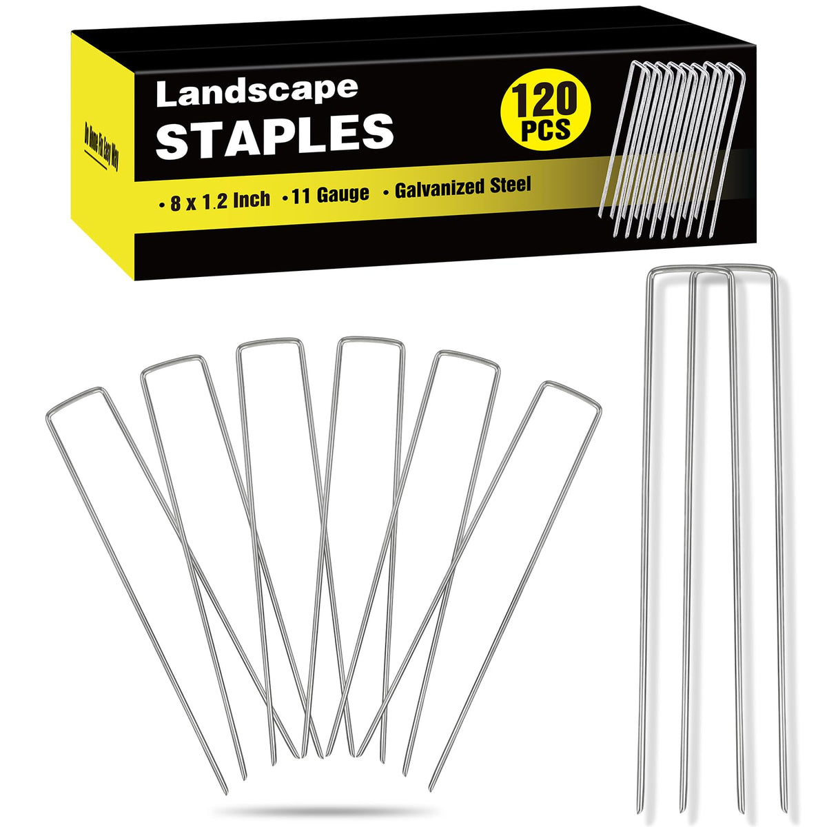 HongWay 120-pack landscape staples 8-inch ready to secure lawn projects