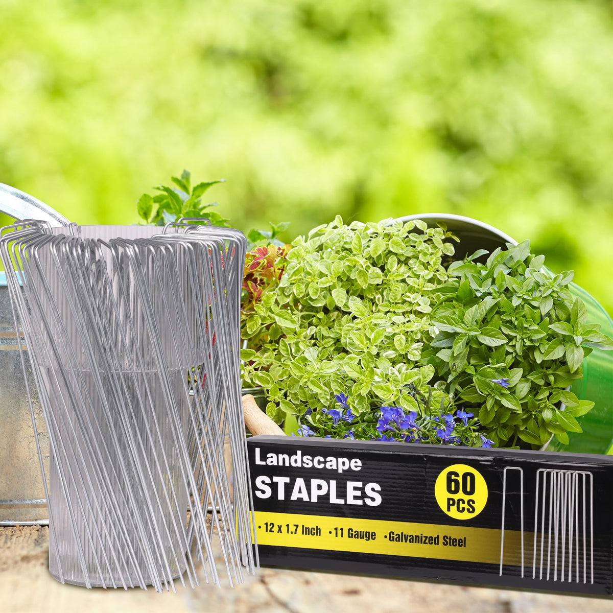 HongWay 12-inch landscape staples in box with easy storage and quick penetration