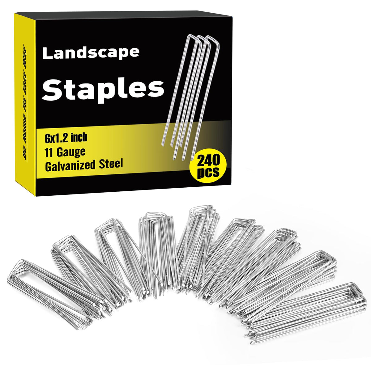 HongWay 240 pack 6 inch landscape staples securing sod and turf