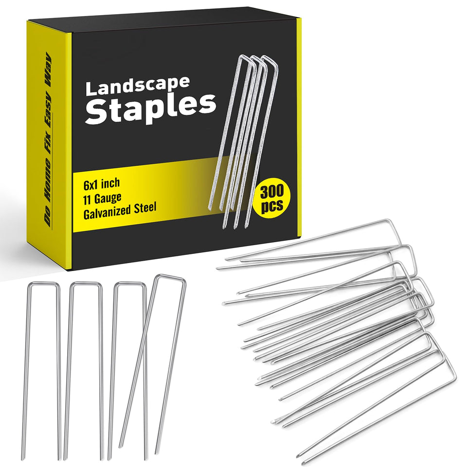 HongWay 300-pack landscape staples in a sturdy box for easy storage and restocking