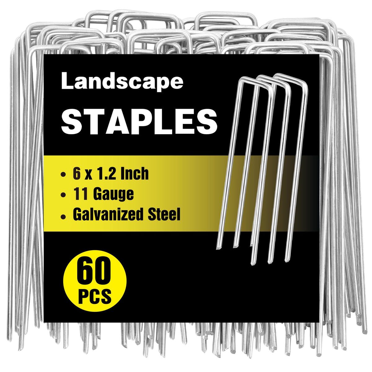 HongWay 60-pack 6-inch landscape staples securing ground cover and fabrics