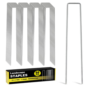 HongWay 60-pack 12-inch landscape stakes top view for durable lawn anchoring