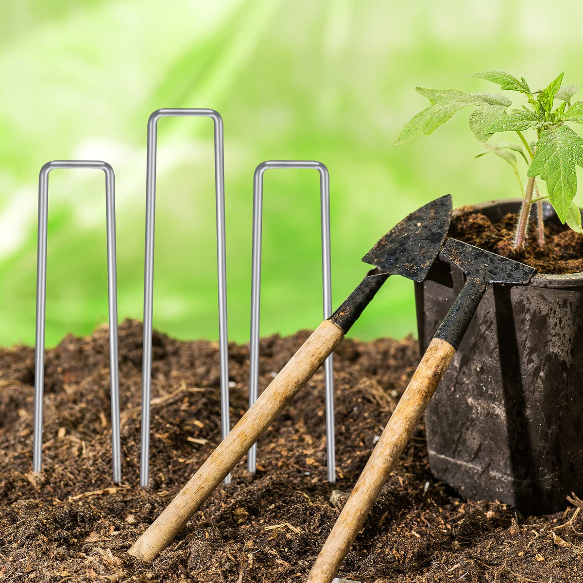HongWay beveled-end stakes simplify turf installation and ground penetration