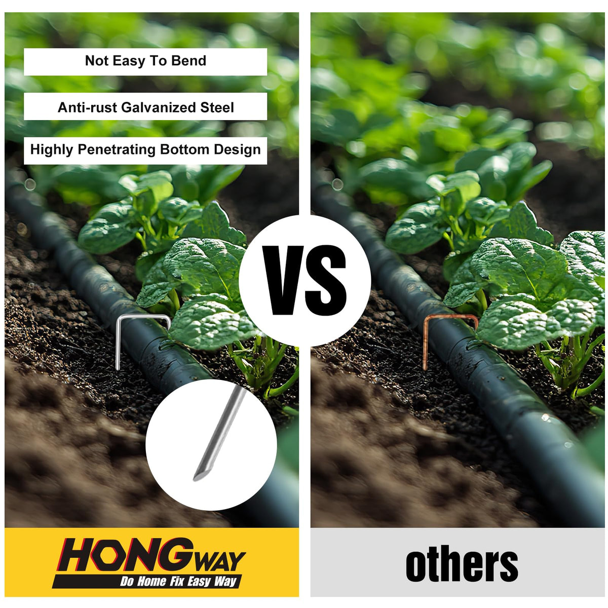 HongWay beveled end stakes angled view for smooth turf entry