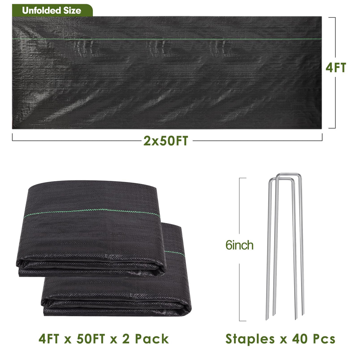 HongWay 40 U-shaped staples kit secures landscape fabric for a clean installation.