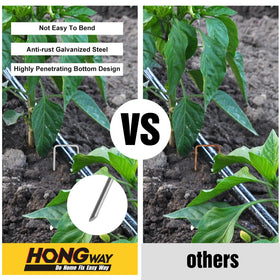 HongWay tent secured with stakes showing easy penetration into soil