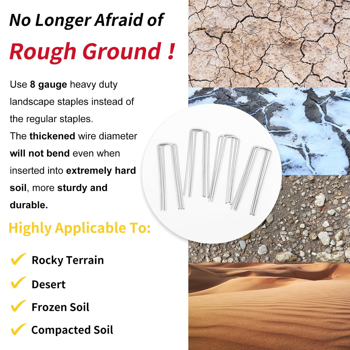 HongWay tough stake installed in rocky soil illustrates wind resistance and stability.