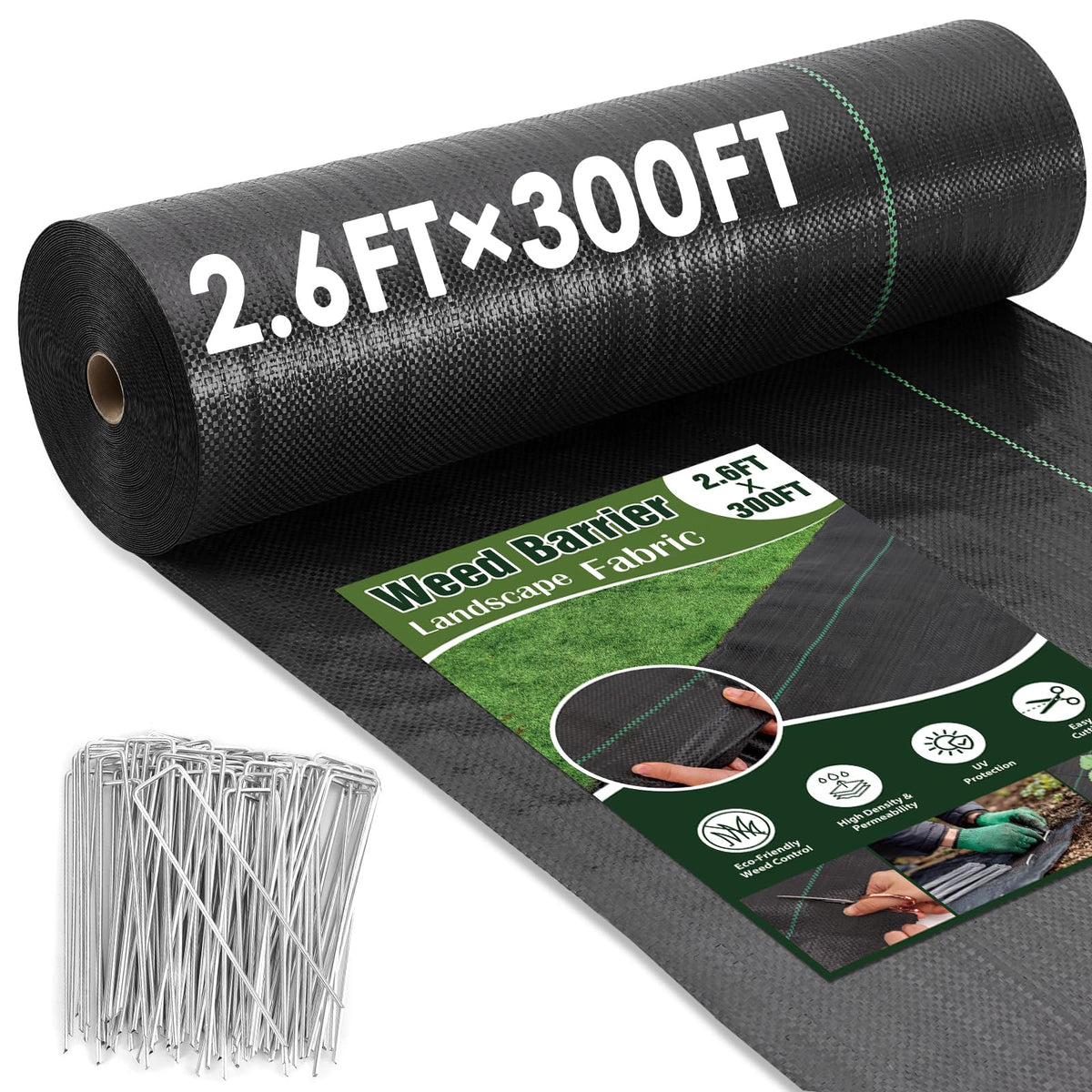 HongWay weed barrier fabric long roll ready for broad weed control in gardens
