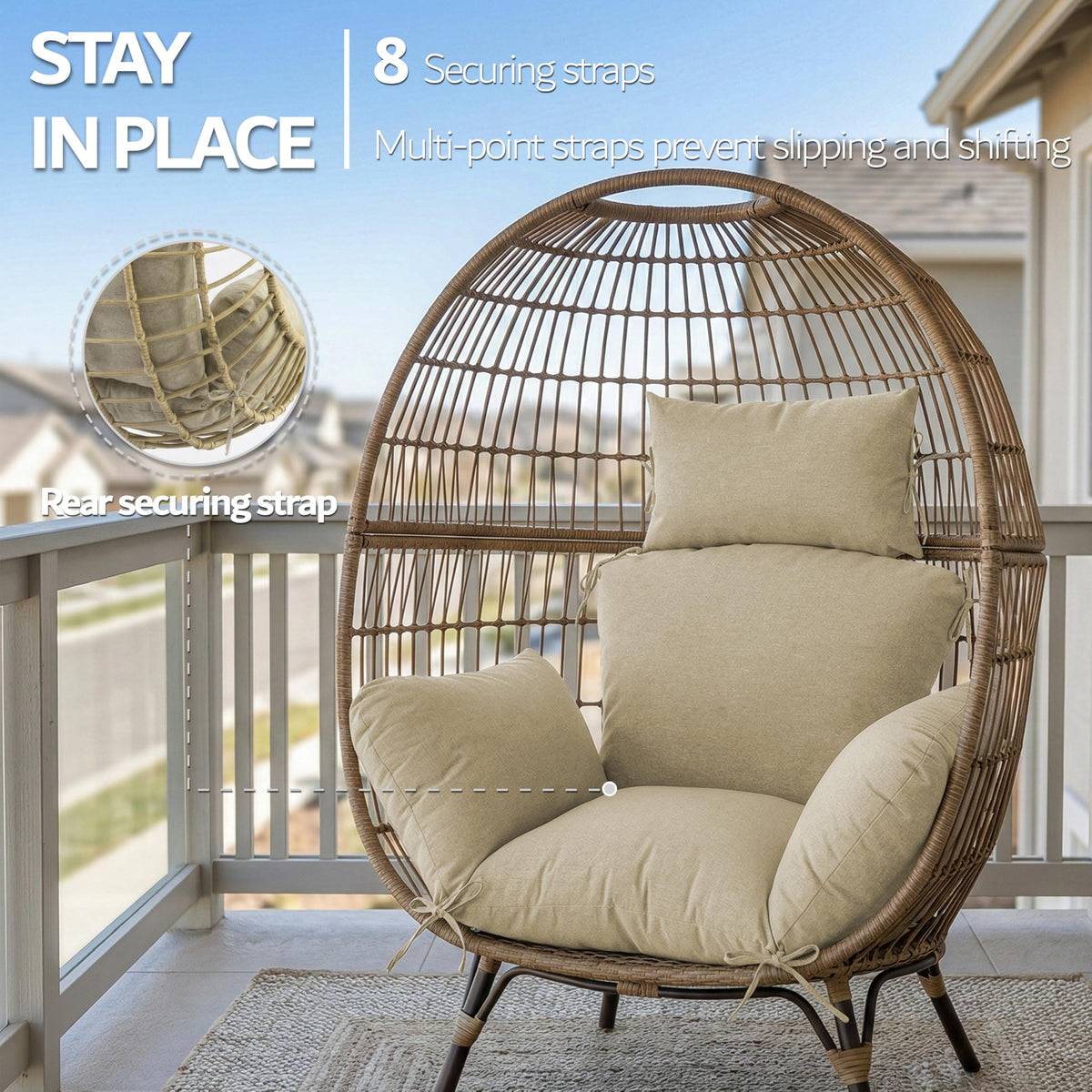 Honorbox cushion fits most single outdoor hanging egg chairs