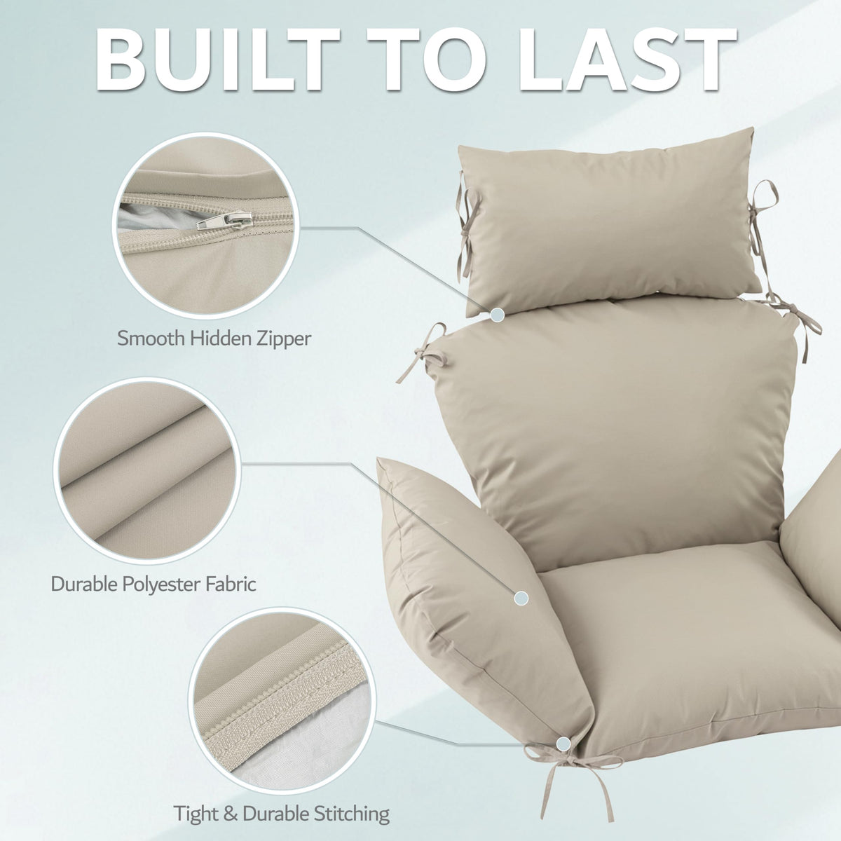 Honorbox cream cushion adds neutral style to outdoor decor.