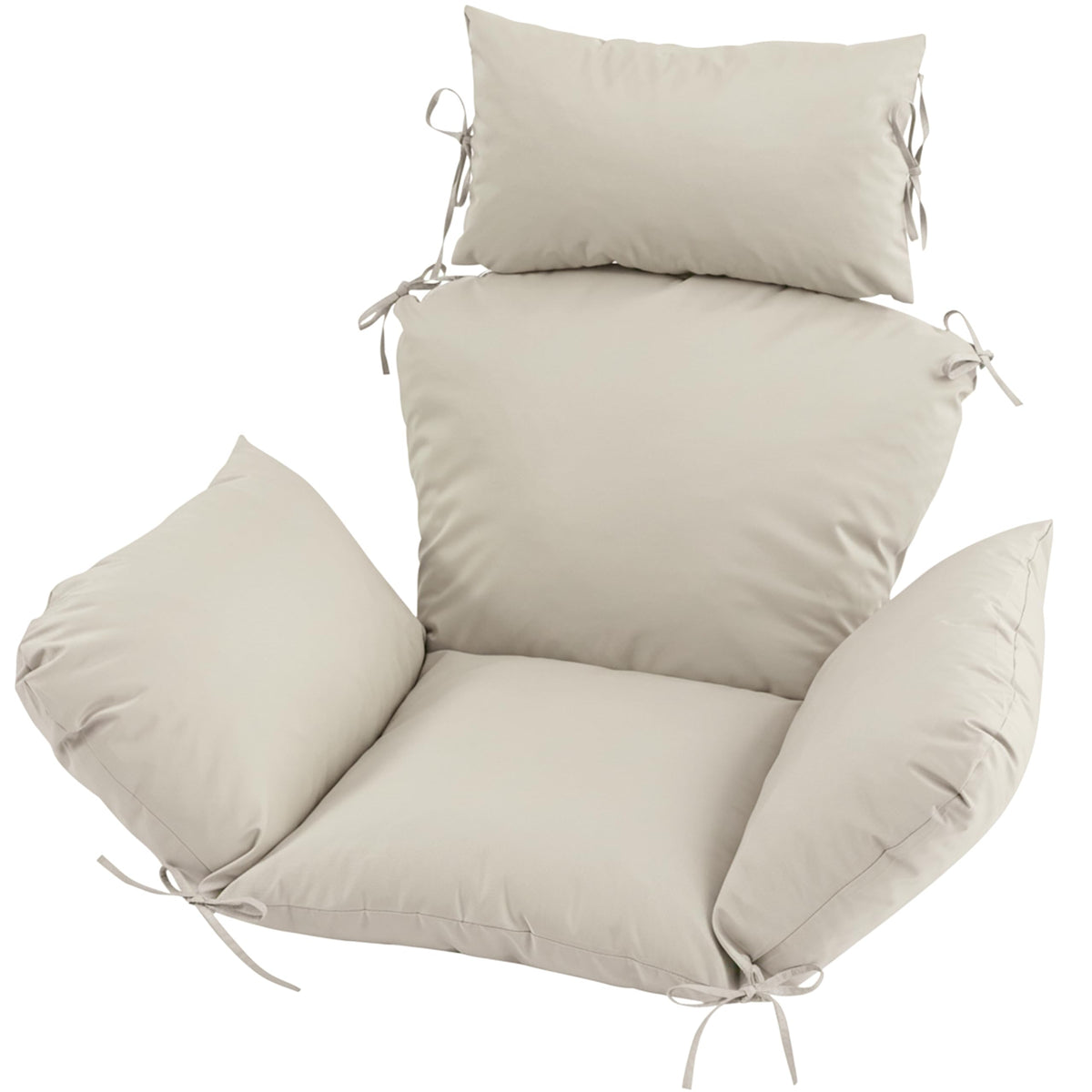 Honorbox outdoor egg chair cushion with eight straps keeps the chair secure for lounging.