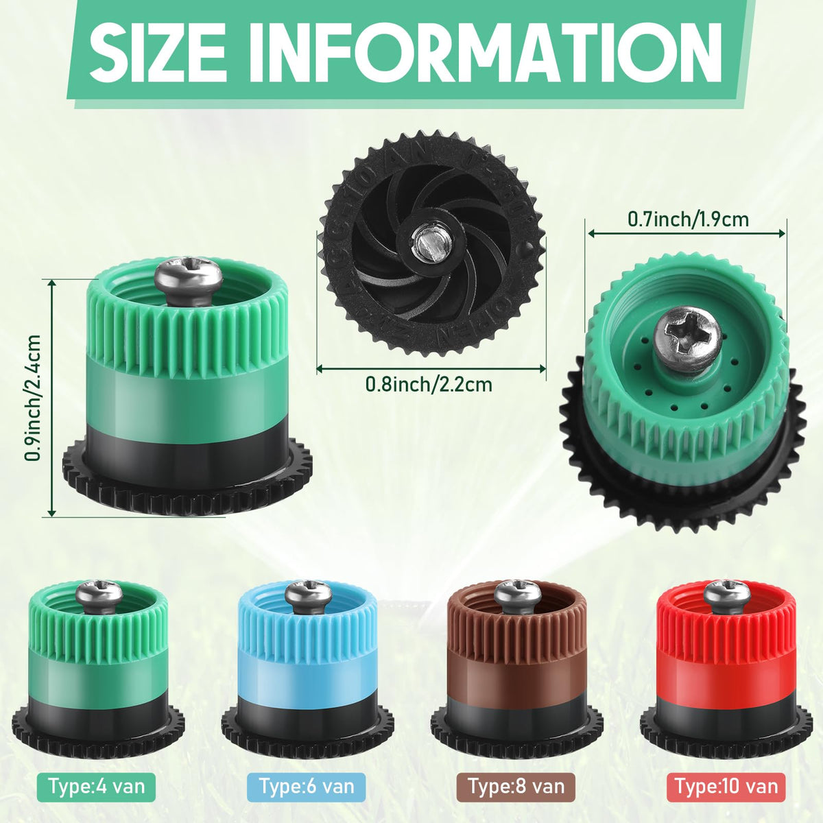 Honoson 6-van nozzle improves coverage precision for lawns and beds.