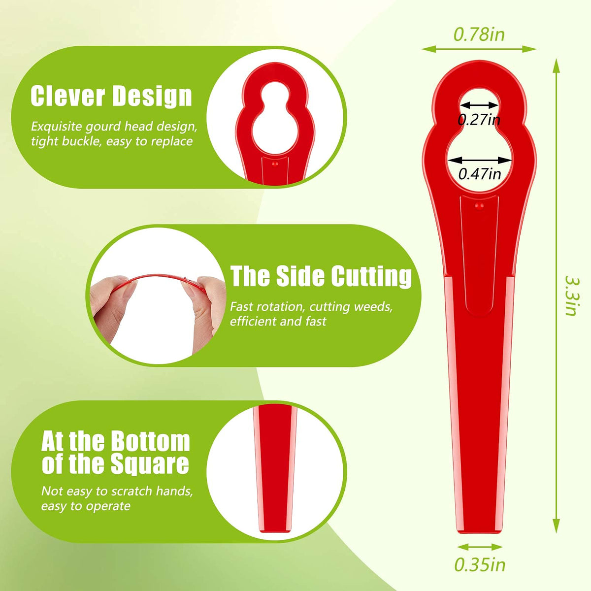 Honoson blade compatible with 2-2 and 3-2 trimmers enables quick swaps.