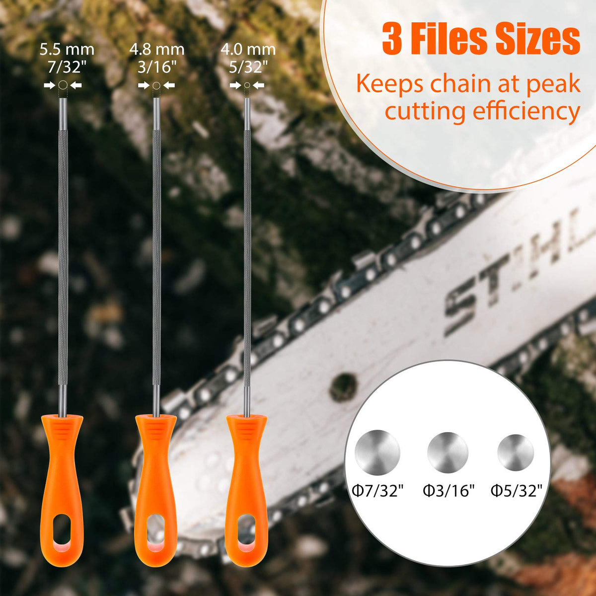 Honoson chainsaw file 3-16 focus delivers smooth sharpening results.