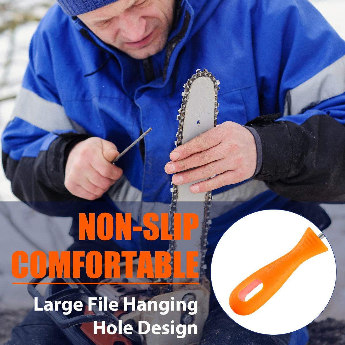 Honoson chainsaw file 7-32 focus improves cutting efficiency.