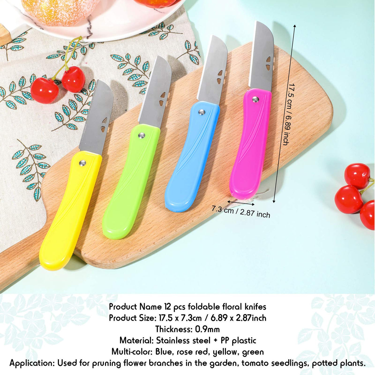 Honoson floral knife with green foldable cover for clean cuts on roses and herbs