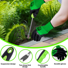 Honoson blue garden gloves protect hands during weeding tasks