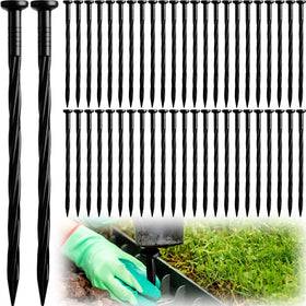 Honoson landscaping spikes 200-pack assembly demonstrates quick, secure stake setup for lawn edging.