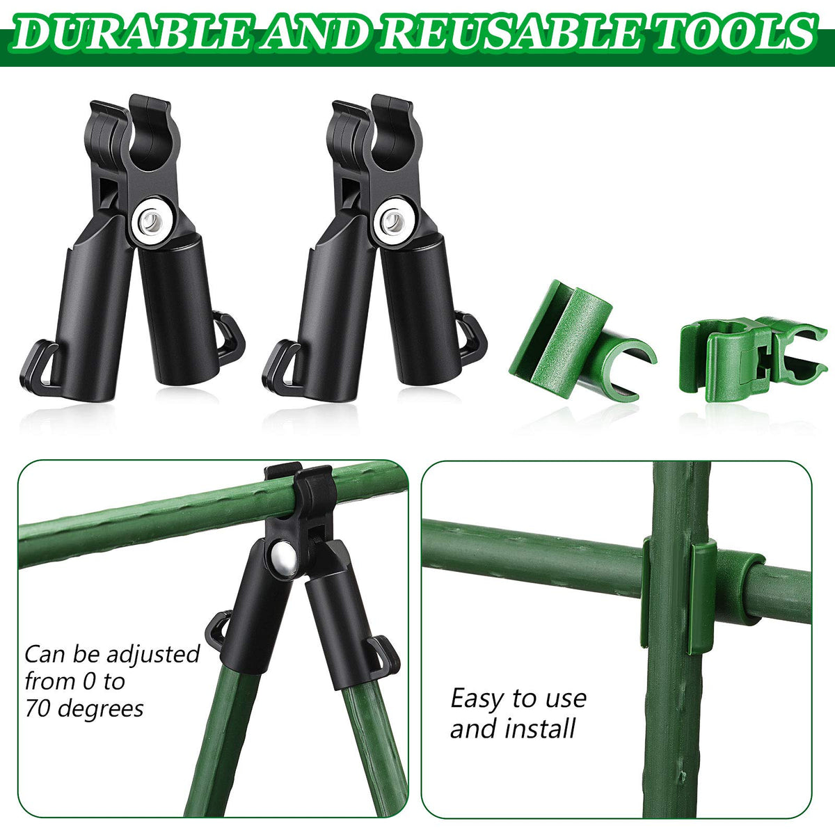 Honoson clips securing tomato plants and grapes for stable supports
