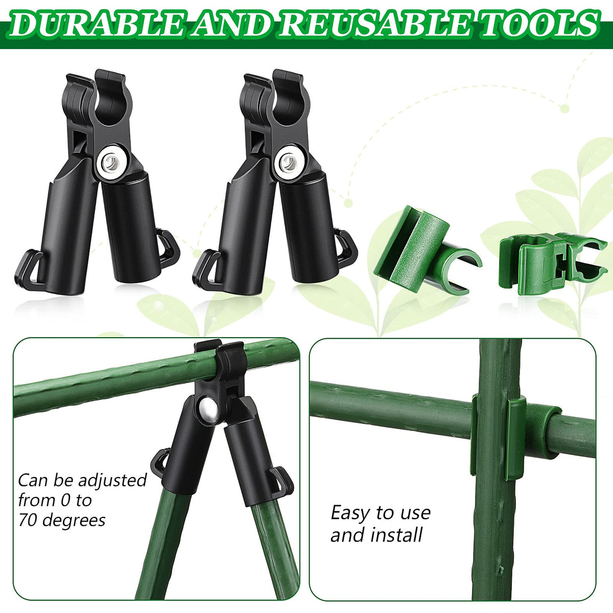 Honoson plant-stake clip assembly enables quick garden frame setup.