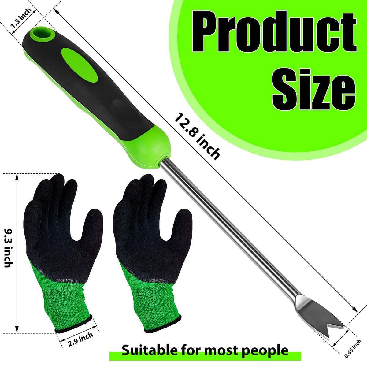 Honoson stainless steel two-pronged fork extracts weeds from the root