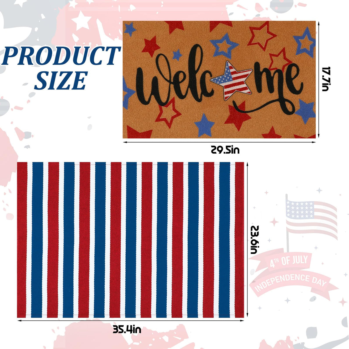 Honoson striped rug in red, white, and blue adds festive porch appeal.