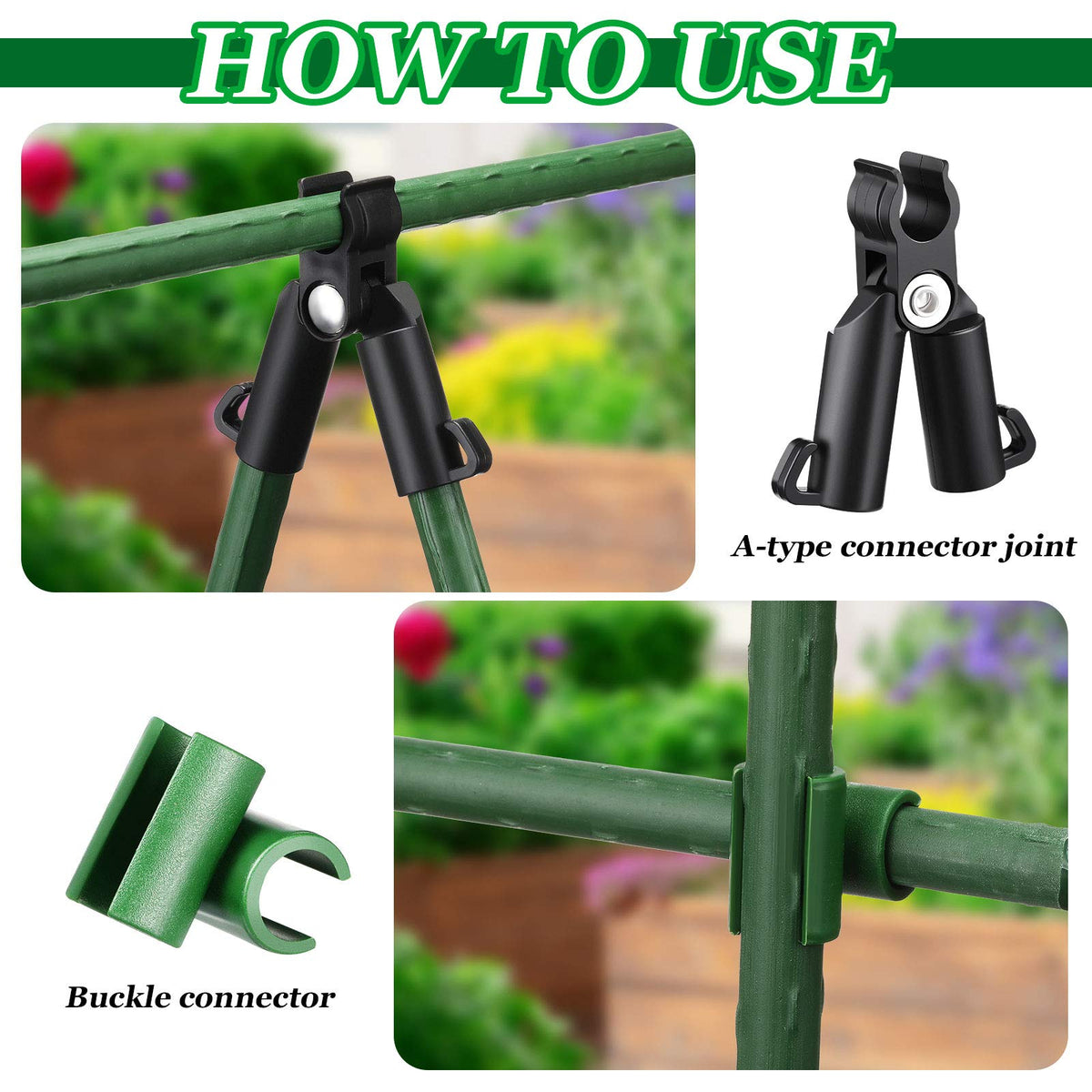Honoson trellis-frame assembly in garden using adjustable clips