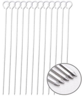 HONSHEN 12inch square BBQ skewers showing ring tip handles for easy turning.