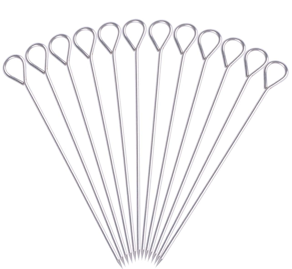 HONSHEN 8inch stainless steel skewers for grill, durable and reusable.