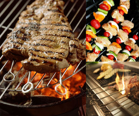 HONSHEN stainless steel kebab skewers with ring handle for safe turning