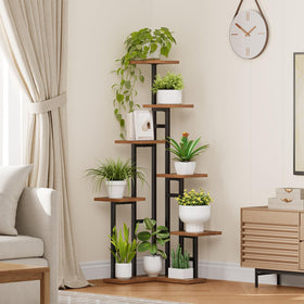 HOOBRO corner plant stand side view showing sturdy frame